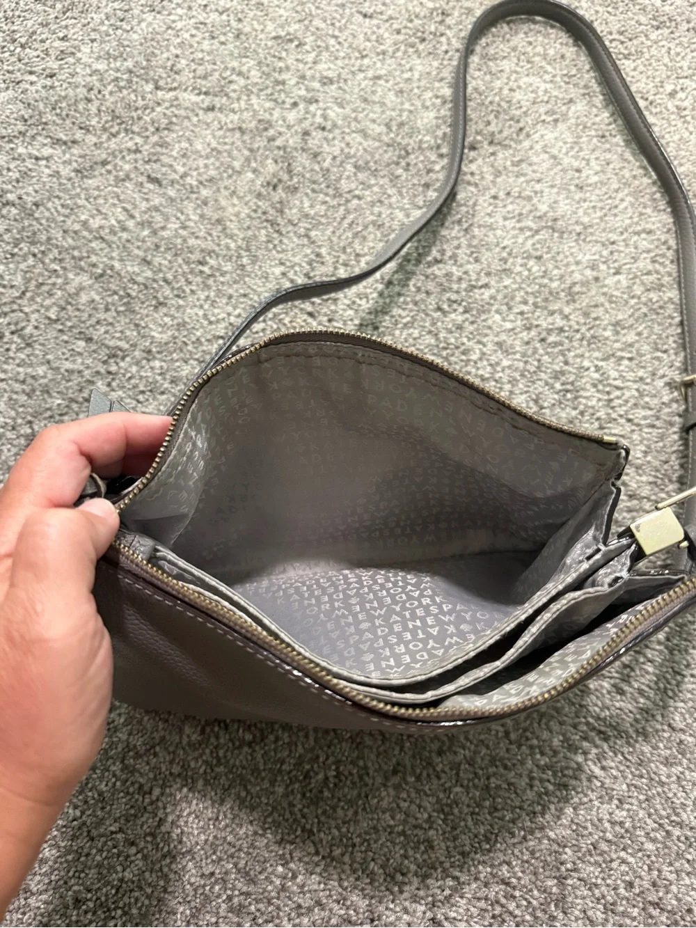 Kate Spade New York Pebbled Leather Crossbody Bag in Gray